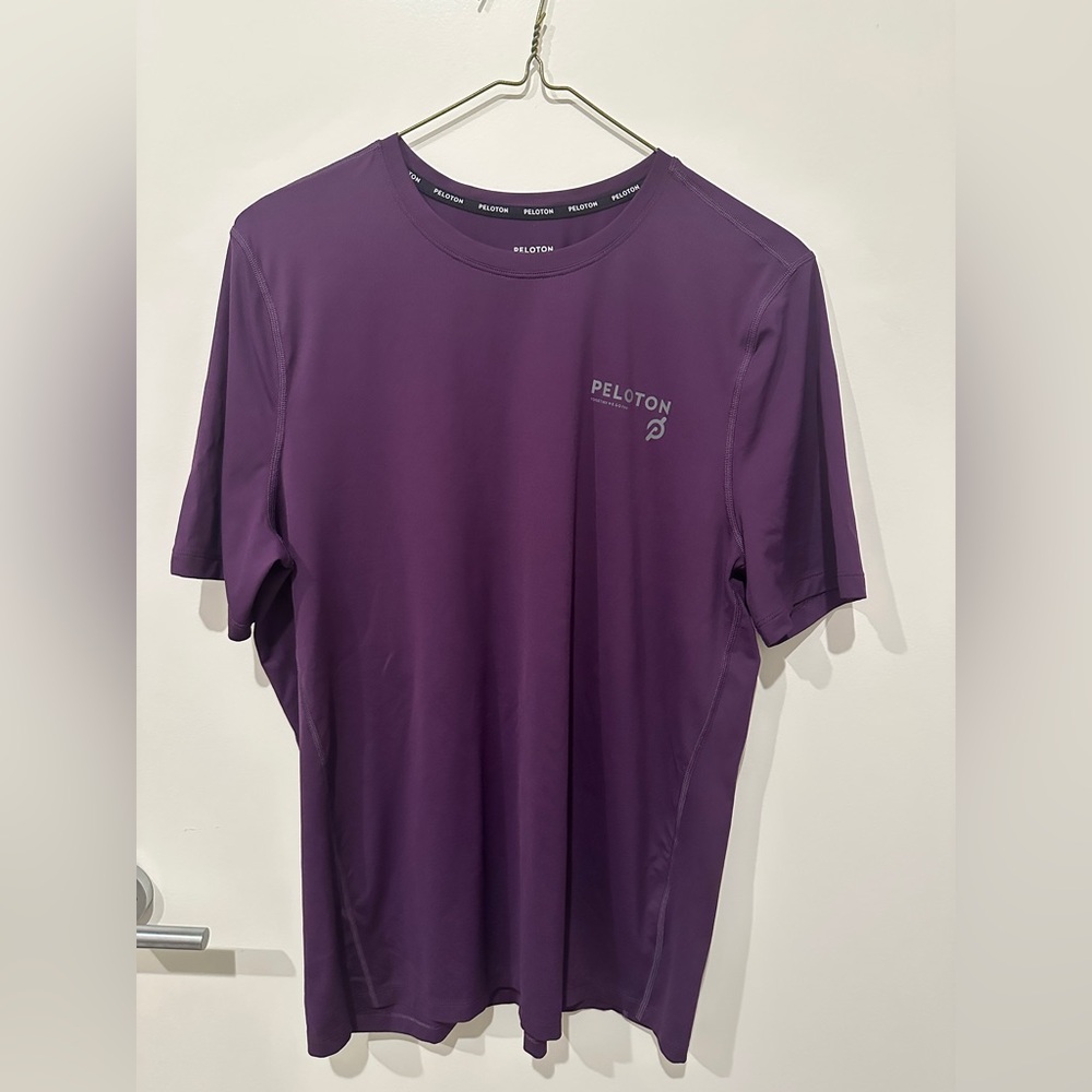Peloton Shirt Adult XL Purple Nylon Blend Activewear Workout Gym T-Shirt Mens